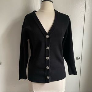 Tahari black cardigan with Jeweled buttons